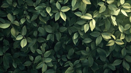 Fototapeta premium Lush green foliage fills the frame with dense, vibrant leaves contrasting against a soft neutral background, highlighting the richness of natureâ€™s texture.