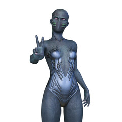 Obraz premium 女性エイリアン 3DCGレンダリング