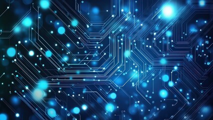 Obraz premium Abstract digital circuit board background with glowing blue lights