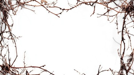 Obraz premium Vines Frame on White Background Perfect for Stylish Wallpaper and Decorative Use