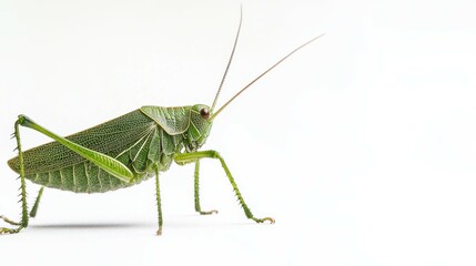 Shield-backed Katydids (Tettigoniinae) isolated on white, side view