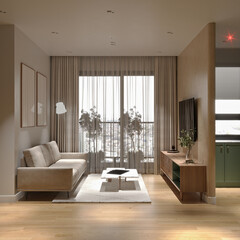 3d render luxury home interior living room © esin