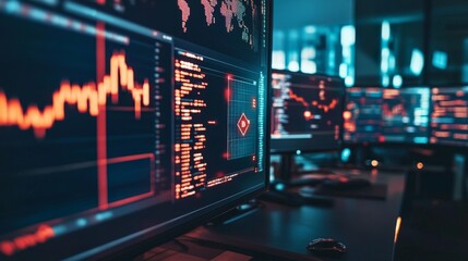 Data Analysis Screens in a Dark Room