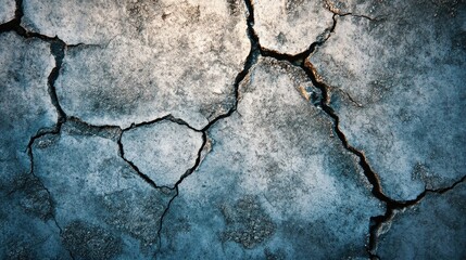 Obraz premium Abstract dark concrete backdrop featuring detailed crack patterns, highlighting intricate textures and a weathered appearance.