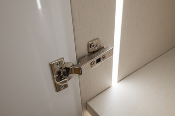 Here is a CloseUp of a Modern Cabinet Hinge that showcases its elegant and sleek design