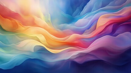 Obraz premium Surreal Abstract Landscape with Flowing Rainbow Clouds