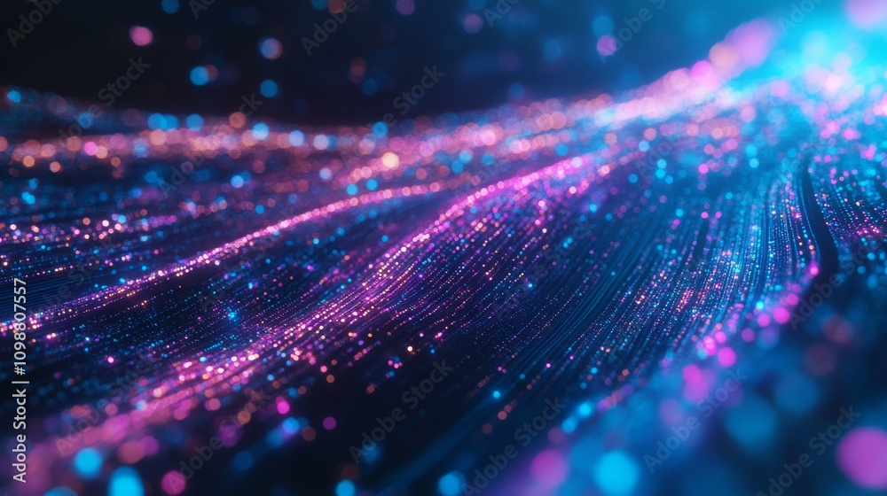 Wall mural abstract glowing data network design