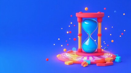 Glowing Hourglass with Financial Data in 3D Render