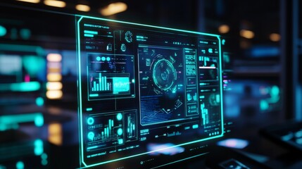 Obraz premium Futuristic Tech Interface with Glowing Display