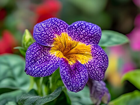Close Up of Achimenes Flowers with Soft Natural Blur Background