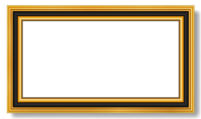 An Illustration of realistic gold black picture frame with wooden texture. Approximate frame size 375 x 220 cm, ratio 16 9 at 72 dpi. This image is NOT generated by Ai. vector version is available 