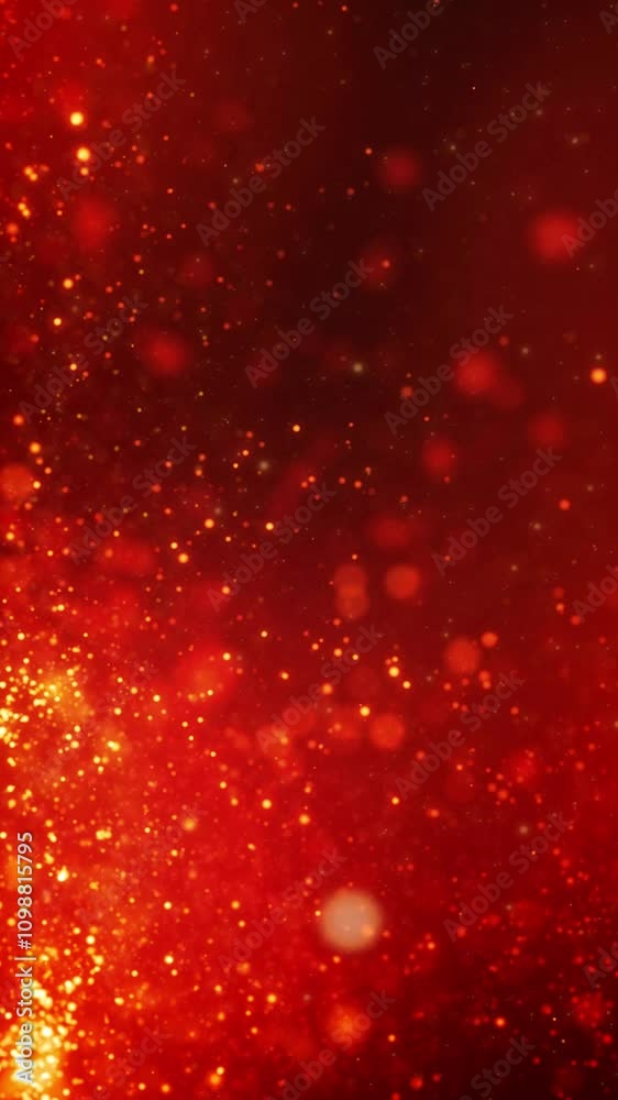 Wall mural vertical red fire abstract particles 4k loop features particles of light moving in a sideways motion