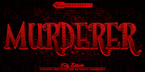 Red Horror Murderer Vector Editable Text Effect Template © Anka Design