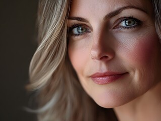 Fototapeta premium Handsome middle aged woman model close up
