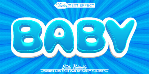 Cartoon Blue Cute Baby Vector Editable Text Effect Template