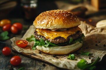Juicy Cheeseburger on Sesame Bun