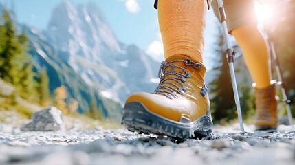 Perspective of an active individual's leg with a robust cast, framed in outdoor setting to show resilience, cast with signs of outdoor wear