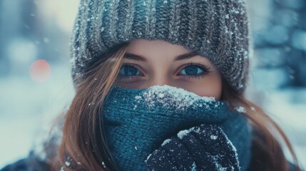 Woman feeling cold in winter