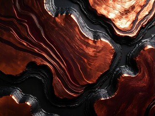 Obraz premium Charred Copper with Intense, Industrial Aesthetic, Organic Patterns and Rugged Texture