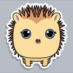 Fototapeta premium Adorable Cartoon Hedgehog Character with Big Eyes and Spikes