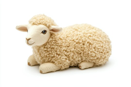 adorable sheep plush on white backdrop