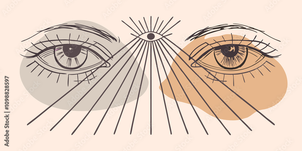 Aufkleber transcendent vision two radiant eyes flicker through a veil of soft cascading light embodying knowle