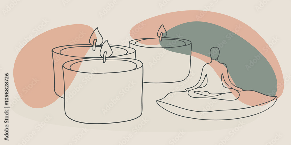 Poster warm ambiance a small collection of candles radiates a cozy glow in a dim room. one candle in partic