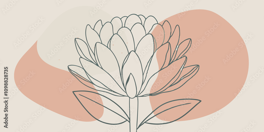 Poster Vibrant Bloom Create a large heartshaped bloom at the center surrounded by smaller petals in soft pink and vivid green. The flower rises softly against a calm light background