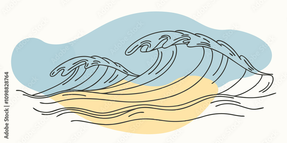Leinwandbilder wave of energy flowing lines reminiscent of energy waves are gently suspended on the waters surface 