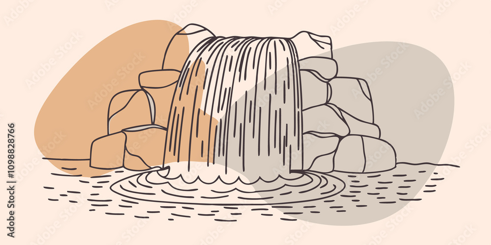 Poster Waterfall Base At the base of a cascading waterfall several translucent crystals are partially submerged in the clear water. When sunlight strikes them they refract light into