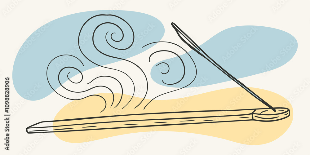 Poster Wisps of Peace Soft curls of smoke rise from an incense stick creating intricate spirals that seem to float midair. The gentle waves convey a message of tranquility encouraging a