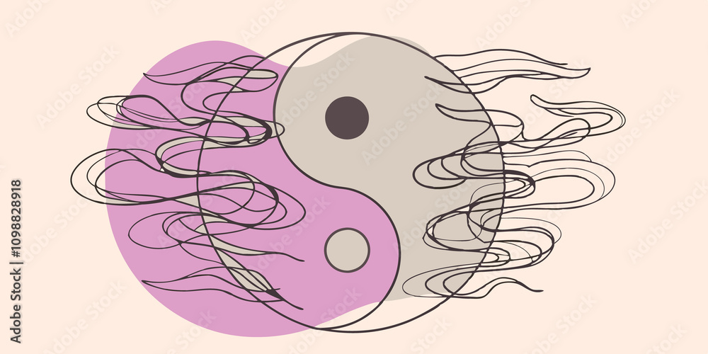 Aufkleber yinyang flow the smoke gathers to form the yinyang symbol its black and white areas harmoniously int