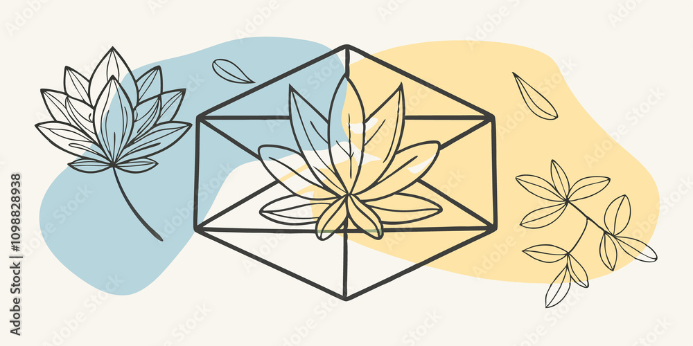 Poster zen garden against a smooth stone background a minimalist crystal grid is enhanced by tered vibrant 