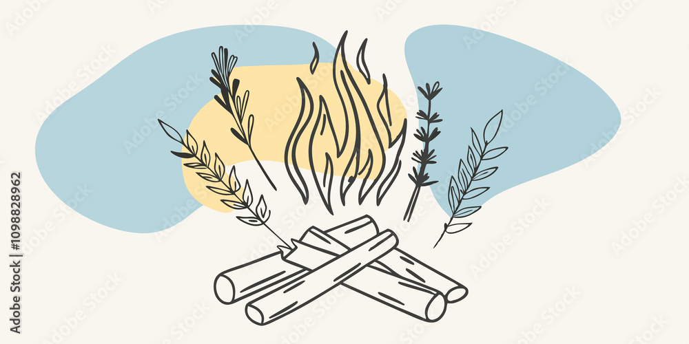 Poster alchemy of aroma a cozy fire with fragrant herbs like sage interspersed with bright lavender. the ar