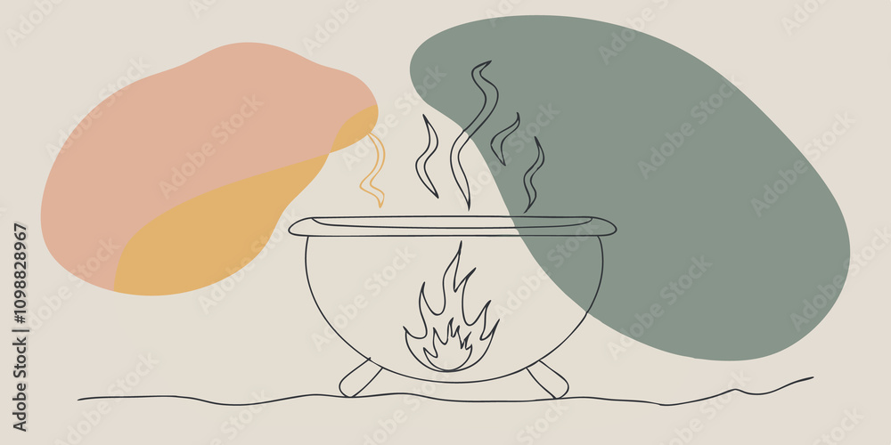 Aufkleber a cauldron of secrets a large steaming cauldron bubbling over a fire with alchemical symbols etched 
