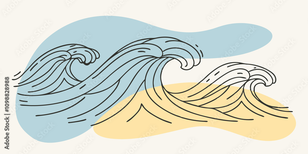 Poster The Cosmic Vibration An undulating wave pattern vibrates across the wall symbolizing harmony and sound inviting tranquility and peace to settle in the space.
