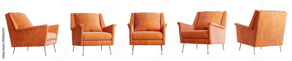Aufkleber armchair set isolated on transparent background. 3d render. 3d illustration.