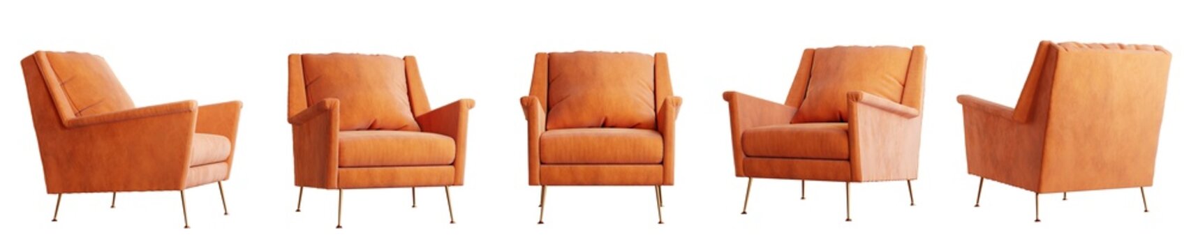 Armchair set isolated on transparent background. 3D render. 3D illustration.
