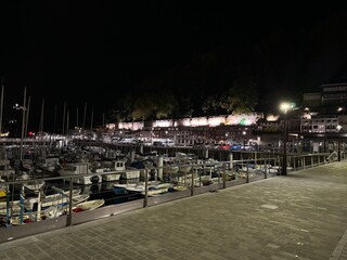 night view of the harbor