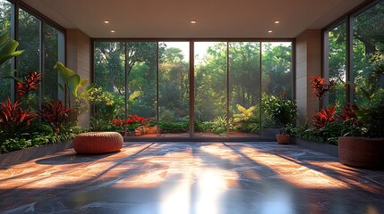 Sunlit Conservatory with Lush Greenery
