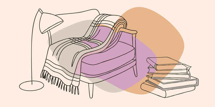 Layered Comfort A second blanket casually tossed over the edge of the chair invites curling up with a good book after a productive work session.