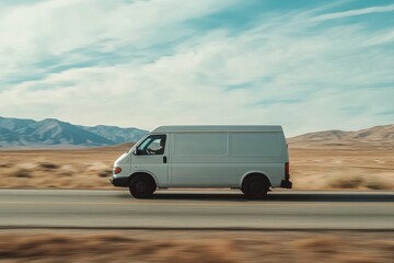 Obraz premium Rapid transport service using a white van