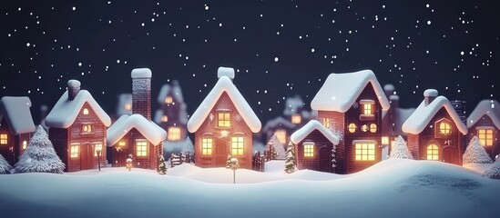 Obraz premium A Magical Christmas Village Under a Snowy Night Sky