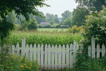 Verdant fields bordered by a white fence in Easton Maryland
