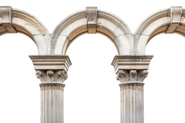 Set of classical column arches isolated with detailed design.