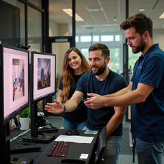 Un equipo de trabajo discutiendo ideas