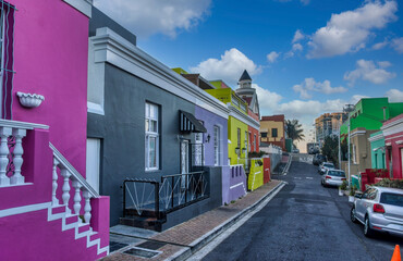 colorful old streets historical of Cape Town, in Cape Peninsula, South Africa, road viewpoint