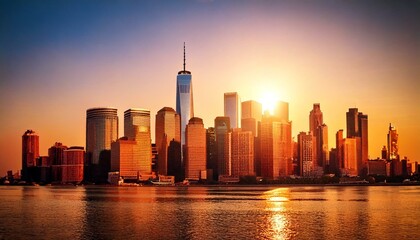 Obraz premium city skyline at sunset