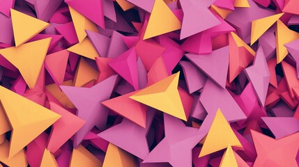 Obraz premium Vibrant Geometric Triangle Pattern Illustration in Purple and Pink 3D Texture for Decorative Wallpaper