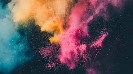 Vibrant Nebula Explosion with Flames and Smoke in a Dark Galaxy Sky Background